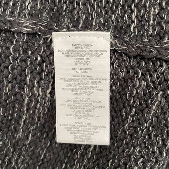JOIE Gray Space Dye Sona Linen Blend Boho Fringe Open Front Cardigan Size XS S - Picture 8 of 8